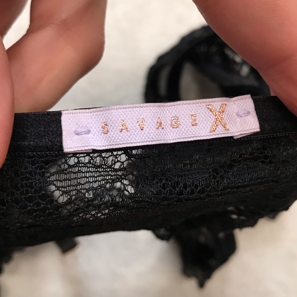 SAVAGE X Fenty black lace bra with front click clasp bling closure - Picture 4 of 6